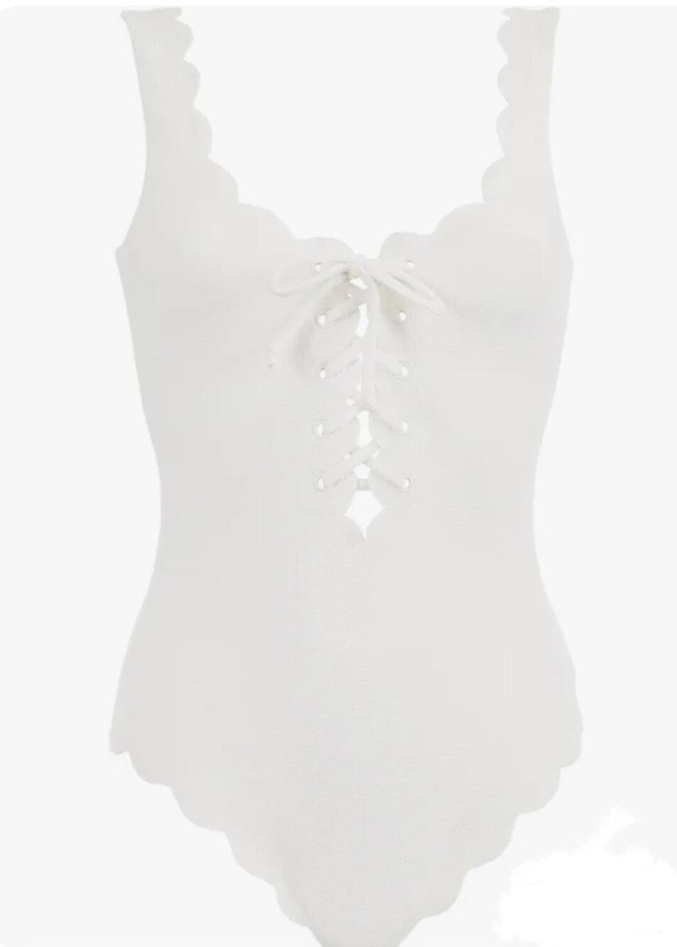 White Marysia One Piece Swimsuit bathing Suit Scalloped Palm Beach Girls Bumby 4